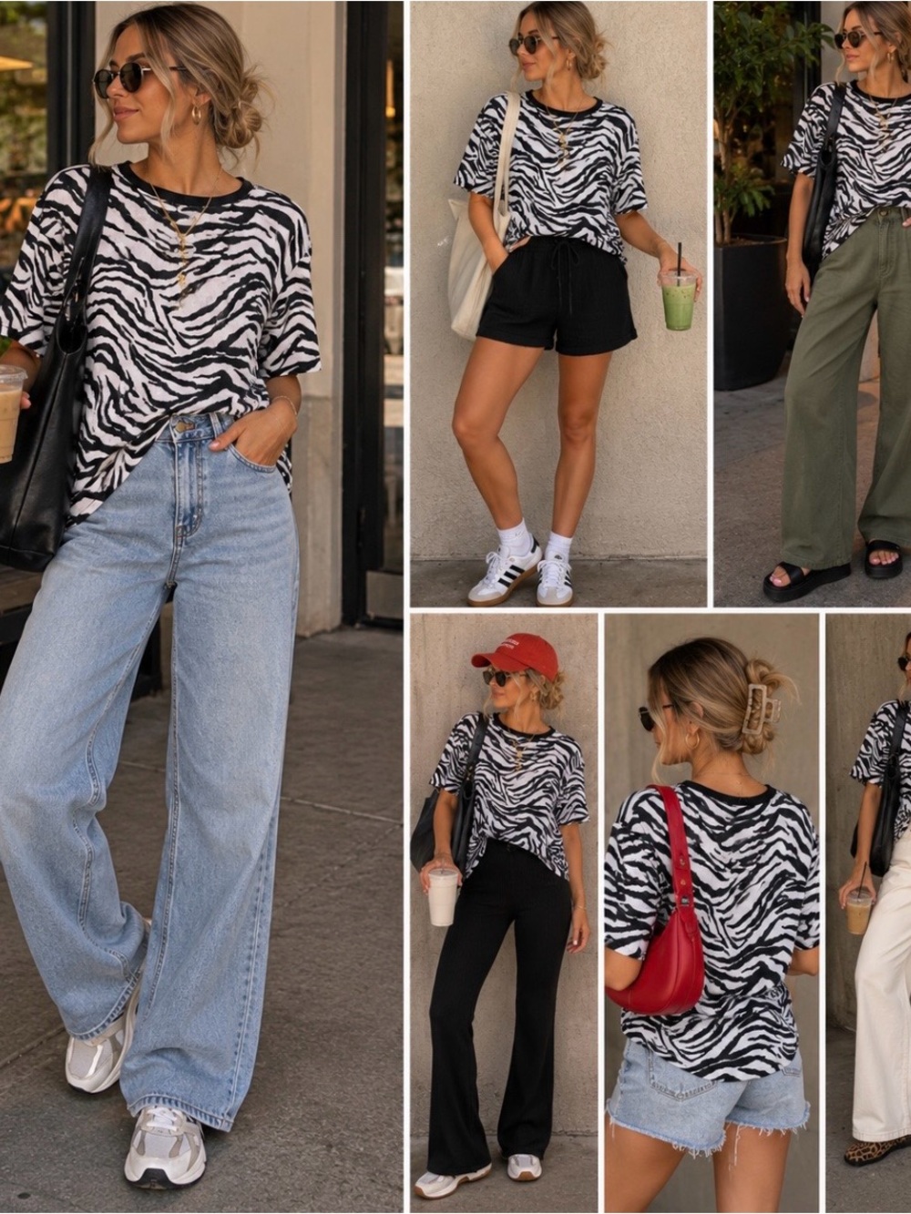 Zebra Print Short Sleeve Tee - Black & White